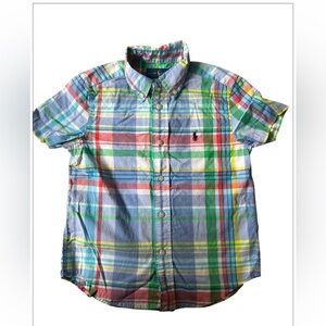 Polo Ralph Lauren boys' short-sleeved, button-down, checked cotton shirt.